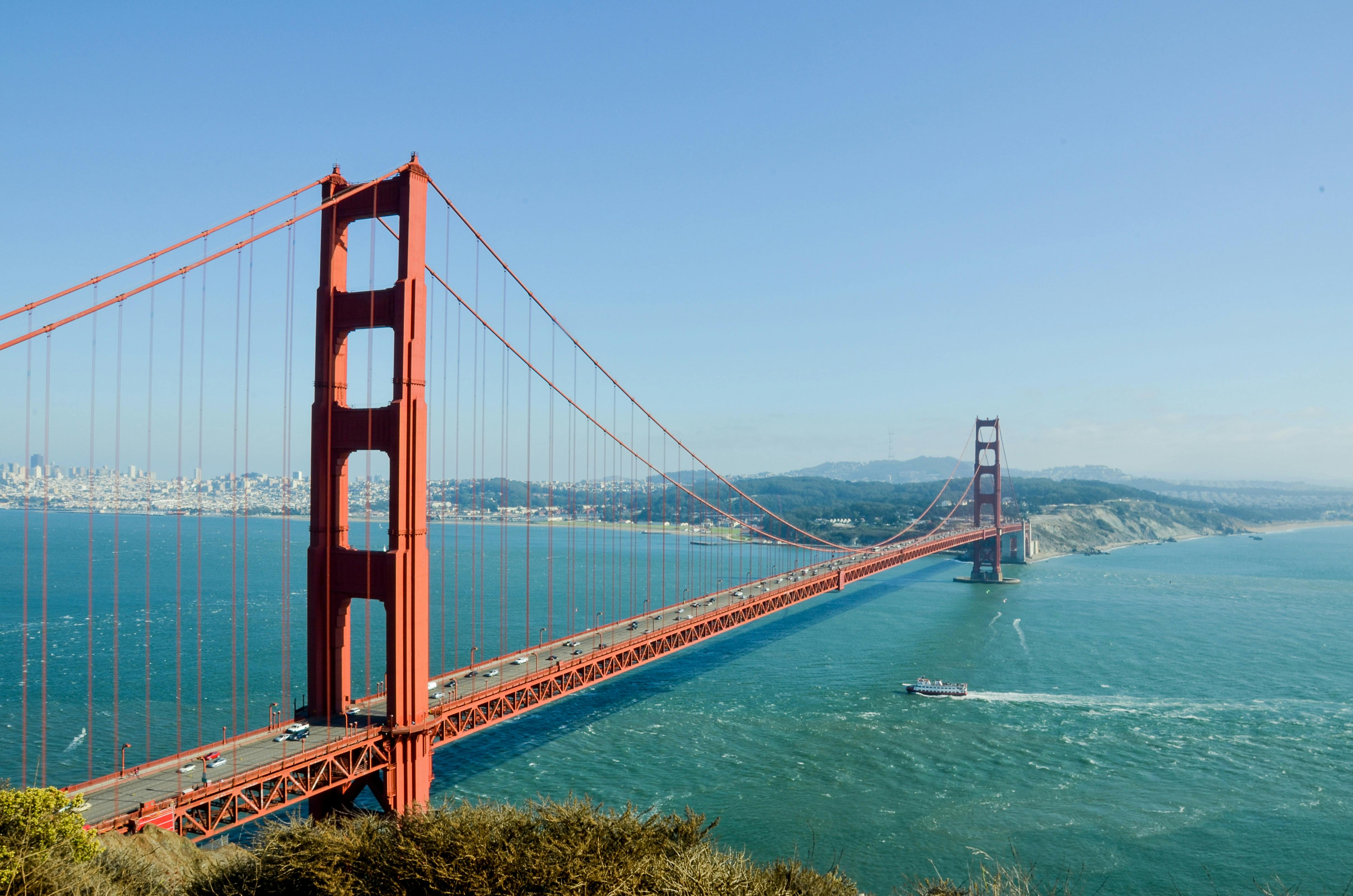 The Golden Gate Bridge above San Francisco Bay